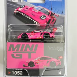 Diecast Model Car Compatible for Porsche 911 GT3 R #77 AO Racing 2024 IMSA Road America (Pink) Limited Edition Mini GT 1:64 Scale Blister Pack MGT01052
