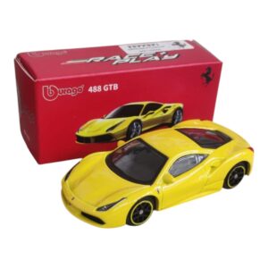 Bburago Ferrari 488 GTB Yellow 1:64 Licensed Diecast Model Car